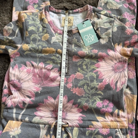 Chaser Henley Soft floral jumpsuit drawstring waist Lounge Recycled material S - Picture 9 of 11